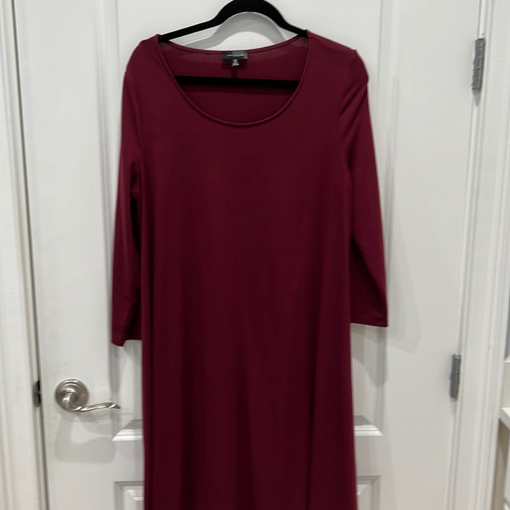 The Limited tall swing dress in a maroon color.